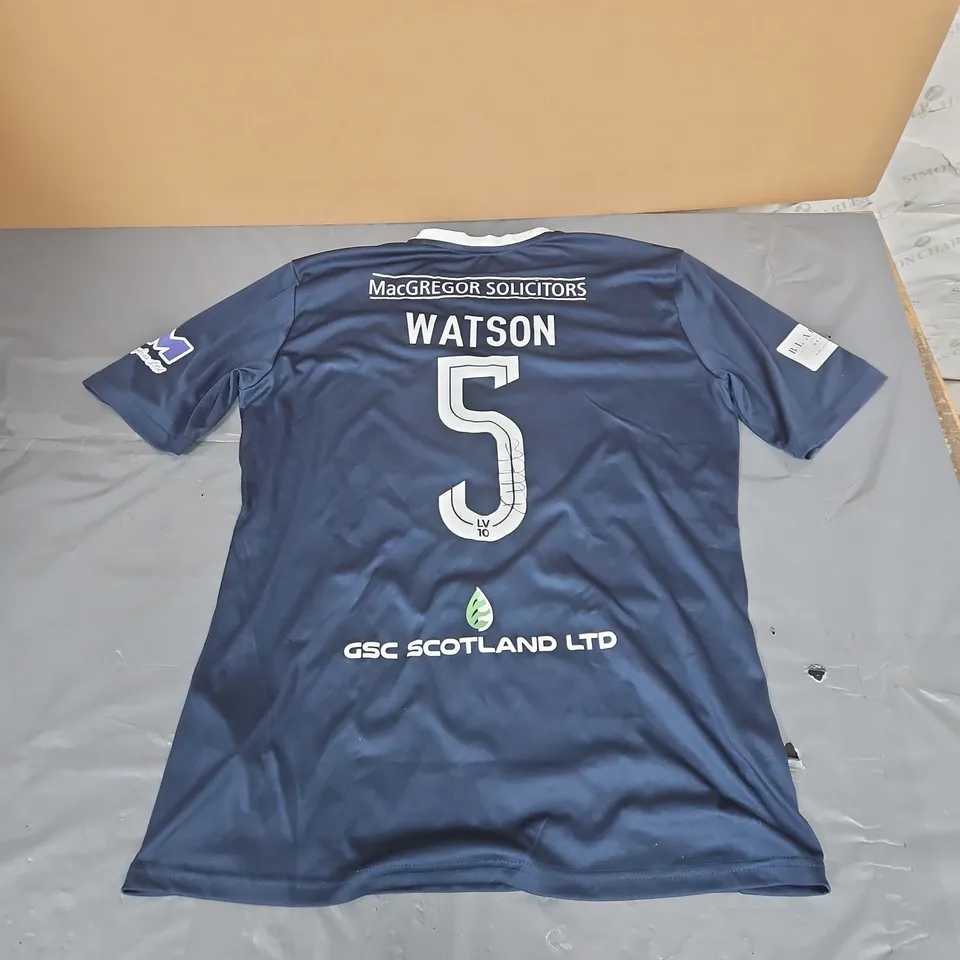 AUTOGRAPHED JOMA BLUE SPORTS JERSEY – UK L, BACK NUMBER 5