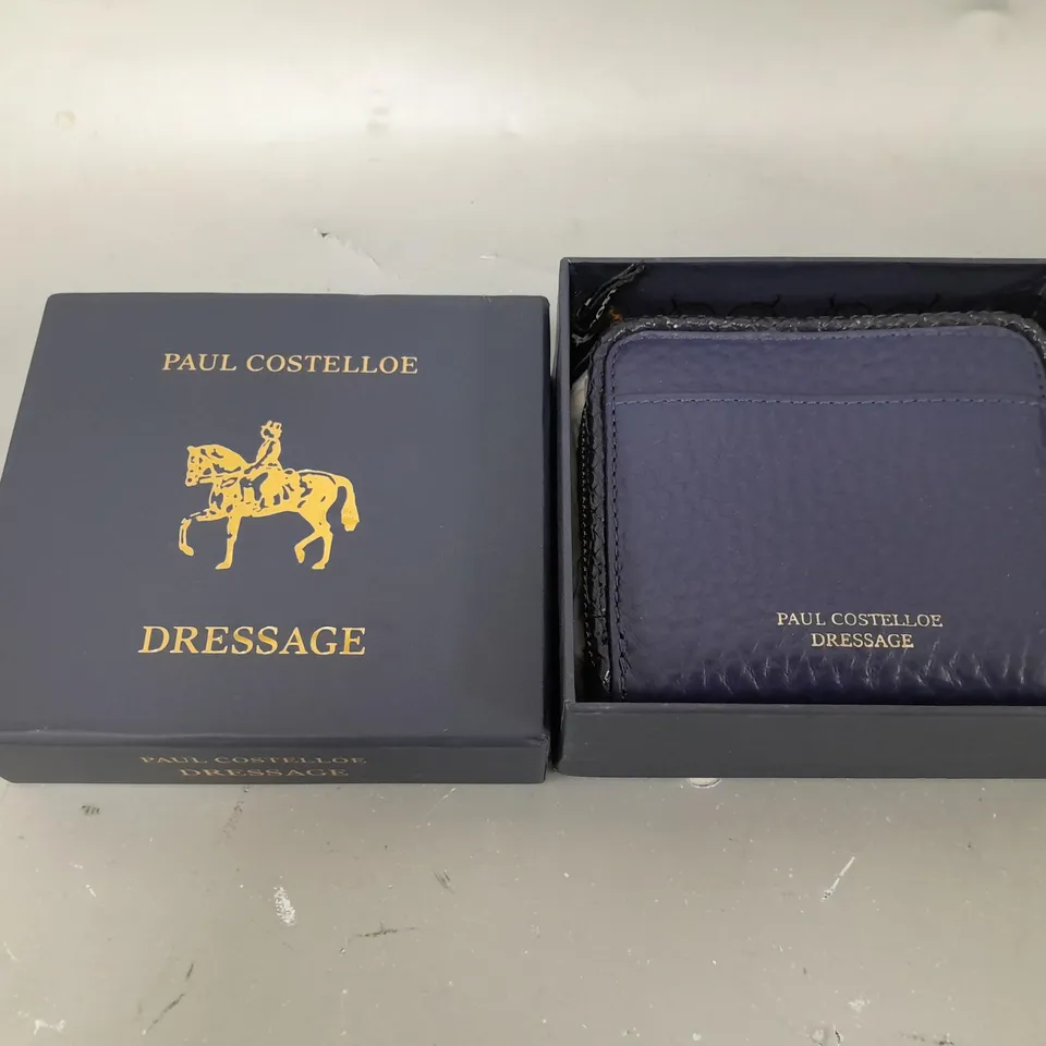 PAUL COSTELLOE BRAIDED LEATHER SMALL BOXED PURSE IN NAVY