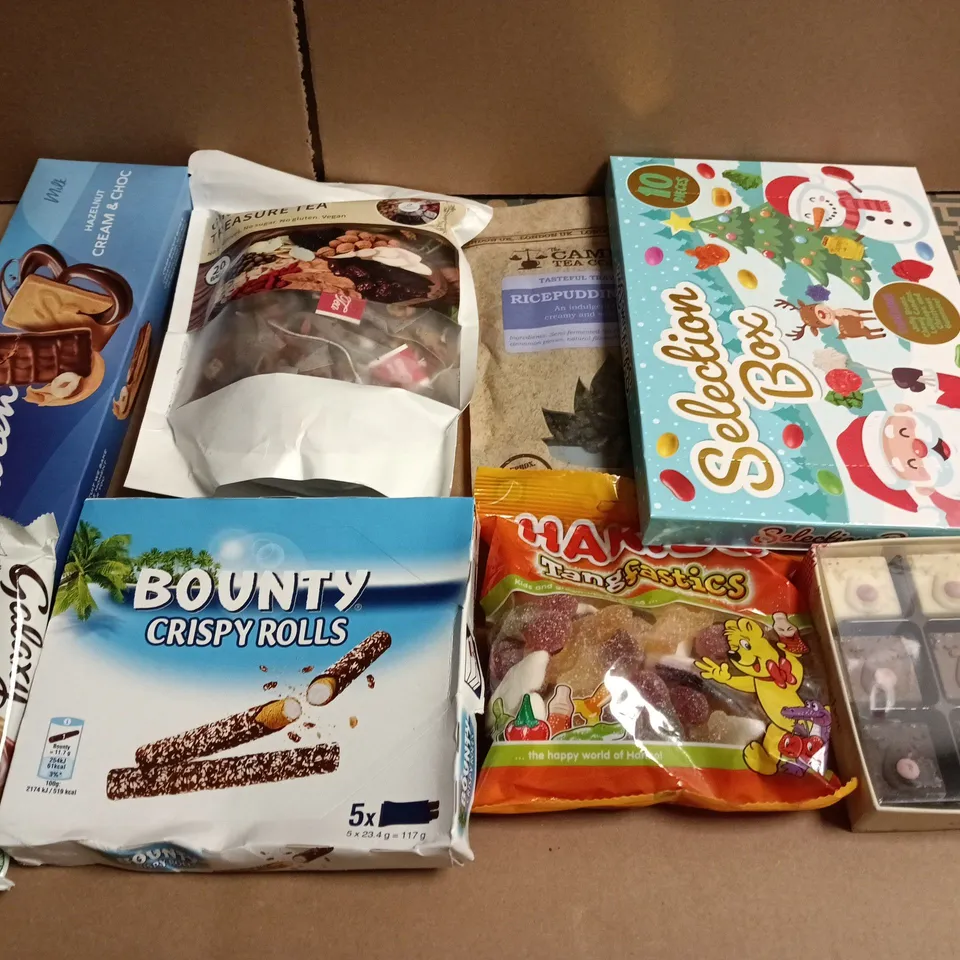 APPROXIMATELY 10 ASSORTED FOOD ITEMS TO INCLUDE HARIBO'S, GALAXY AND COFFEE