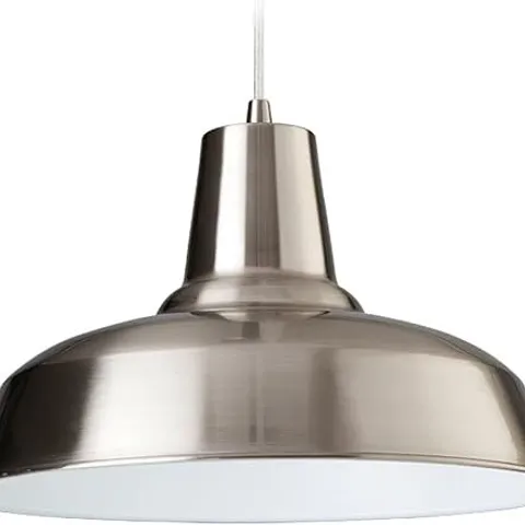 BOXED FIRSTLIGHT E27 EDISON SCREW 60 WATT SMART PENDANT, BRUSHED STEEL WHITE INSIDE