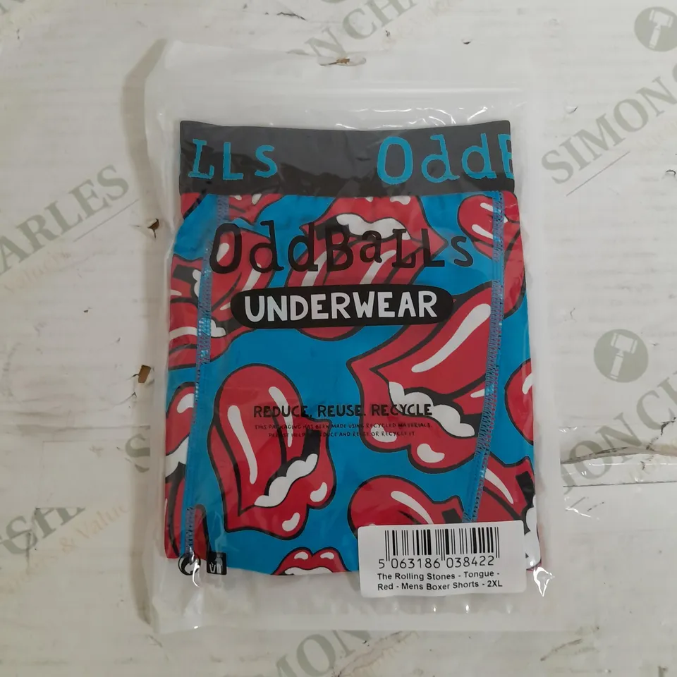 SEALED ODDBALLS UNDERWEAR THE ROLLING STONES TONGUE RED - MENS BOXER SHORTS - 2XL