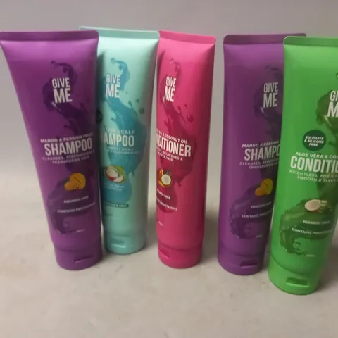 5 ASSORTED GIVE ME 300ML PRODUCTS TO INCLUDE SHAMPOO, CONDITIONER 