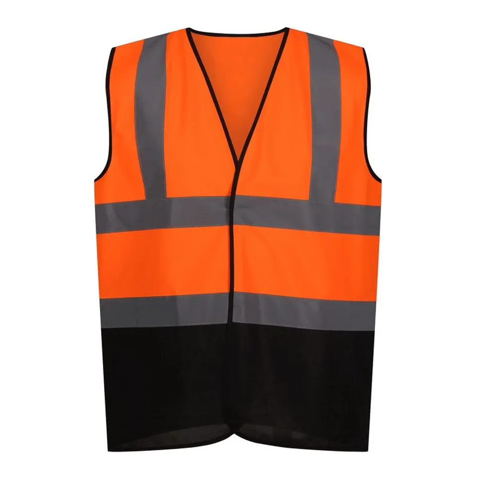 REGATTA PRO TWO-TONE ORANGE/BLACK HI-VIS WORK VEST - UK LARGE