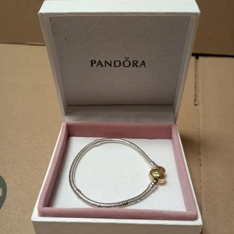 PANDORA STERLING SILVER BRACELET WITH GOLD-TONE HEART CHARM