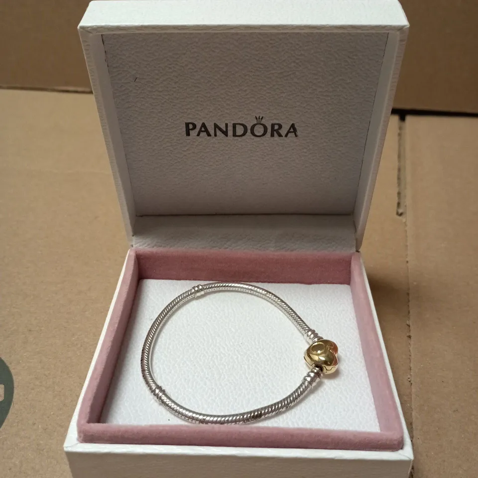 PANDORA STERLING SILVER BRACELET WITH GOLD-TONE HEART CHARM