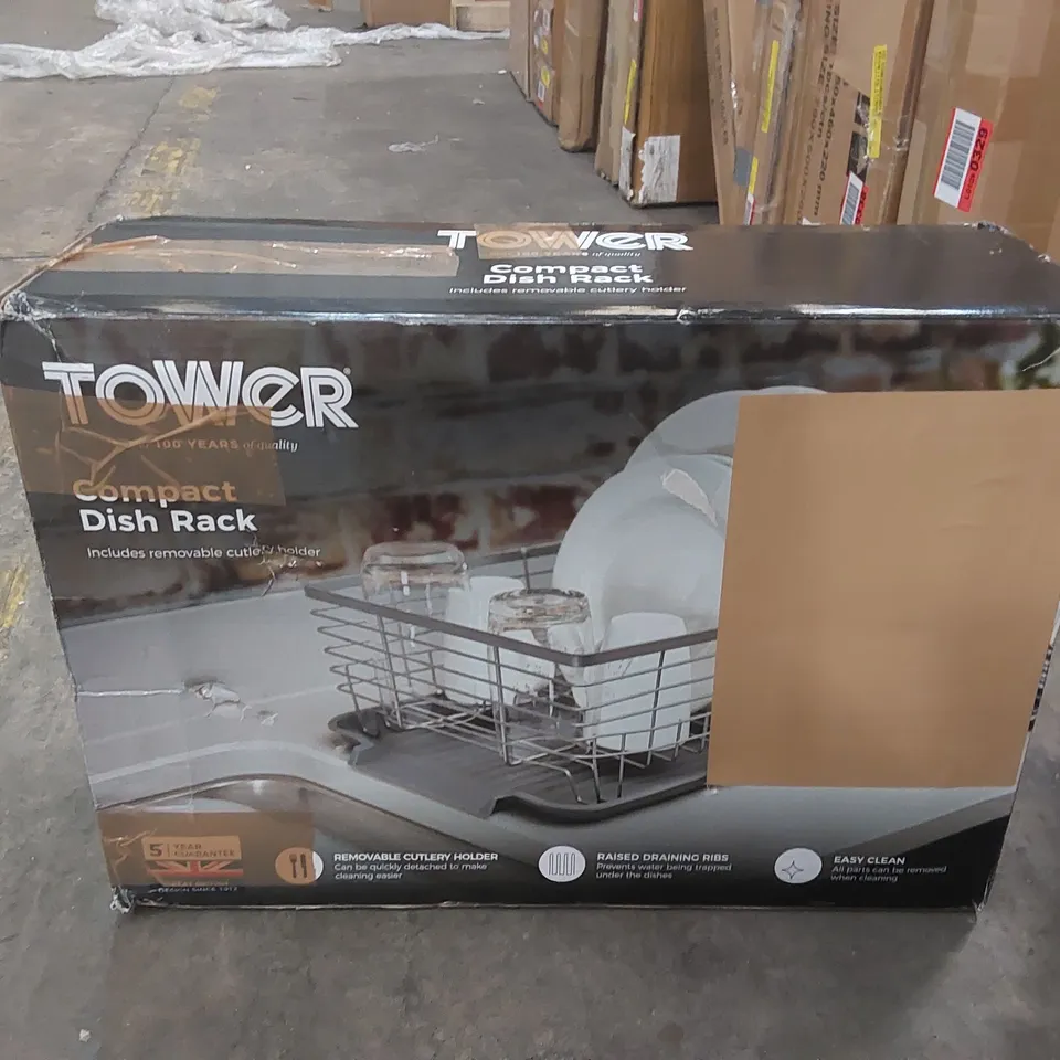 BOXED TOWER T847001 COMPACT DISH RACK WITH REMOVABLE CUTLERY DRAINER