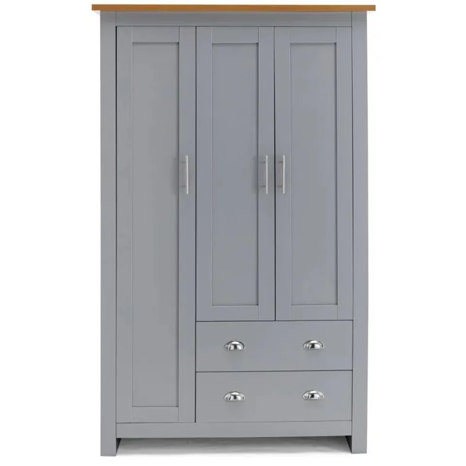 BOXED AALYA 3 DOOR MANUFACTURED WOOD WARDROBE (2 BOXES)