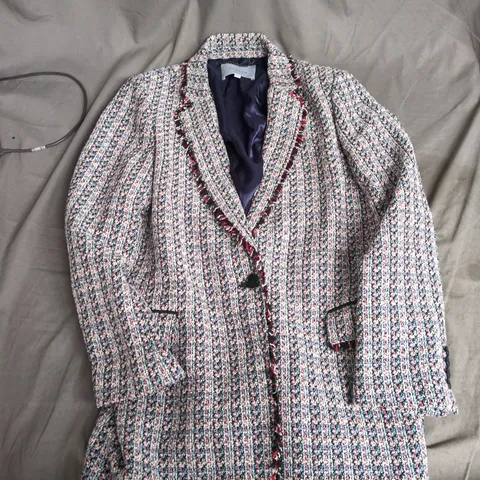 JIGSAW TWEED JACKET – WOMEN'S, UK 14, MULTICOLOUR BOUCLÉ