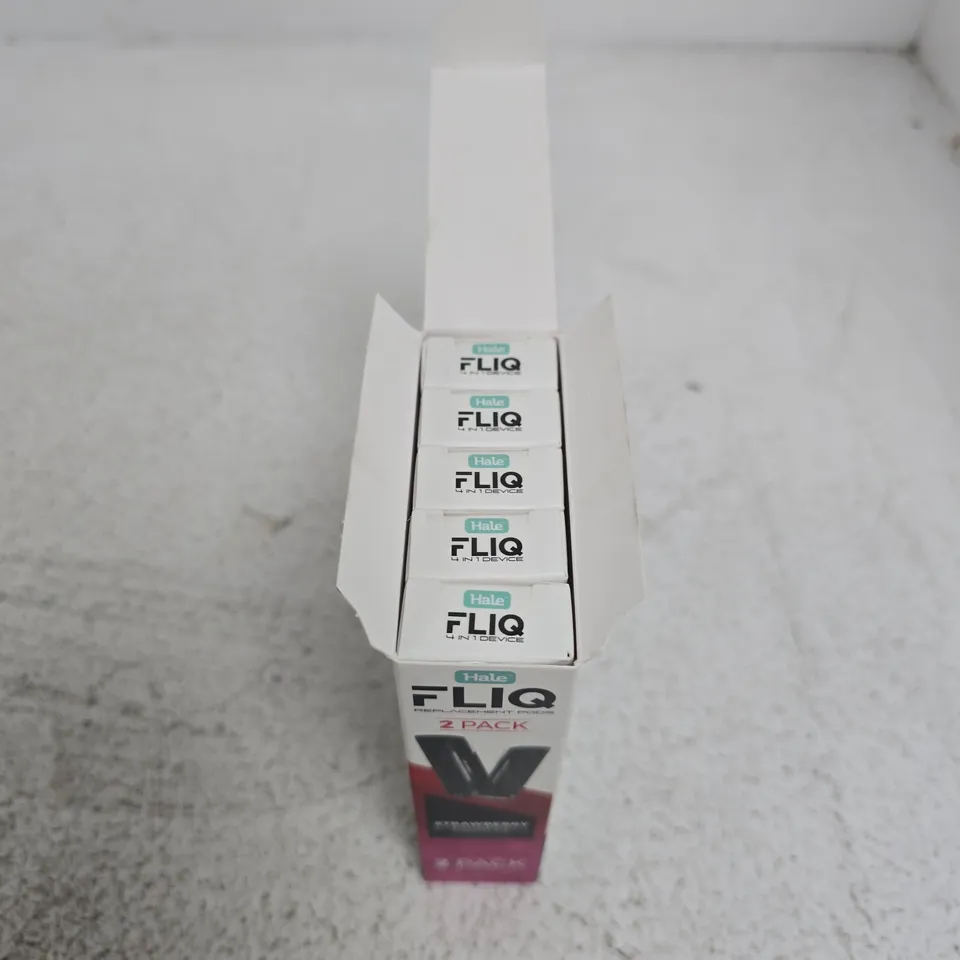 APPROXIMATELY 180 BOXED HALE FLIQ STRAWBERRY RASPBERRY CHERRY ICE REPLACEMENT POD PACKS (2 REPLACEMENT PODS PER PACK)