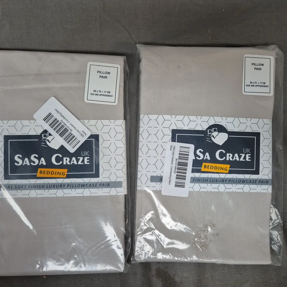 BOX OF APPROXIMATELY 10 ASSORTED SASA CRAZE PILLOWCASE PAIRS IN VARIOUS COLOURS, ETC