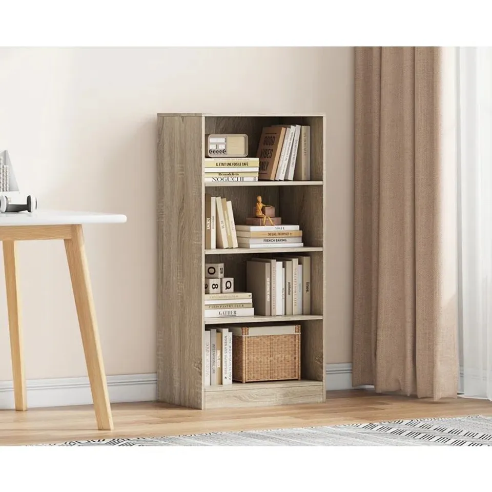 BOXED 110CM H STANDARD BOOKCASE- OAK/WALNUT