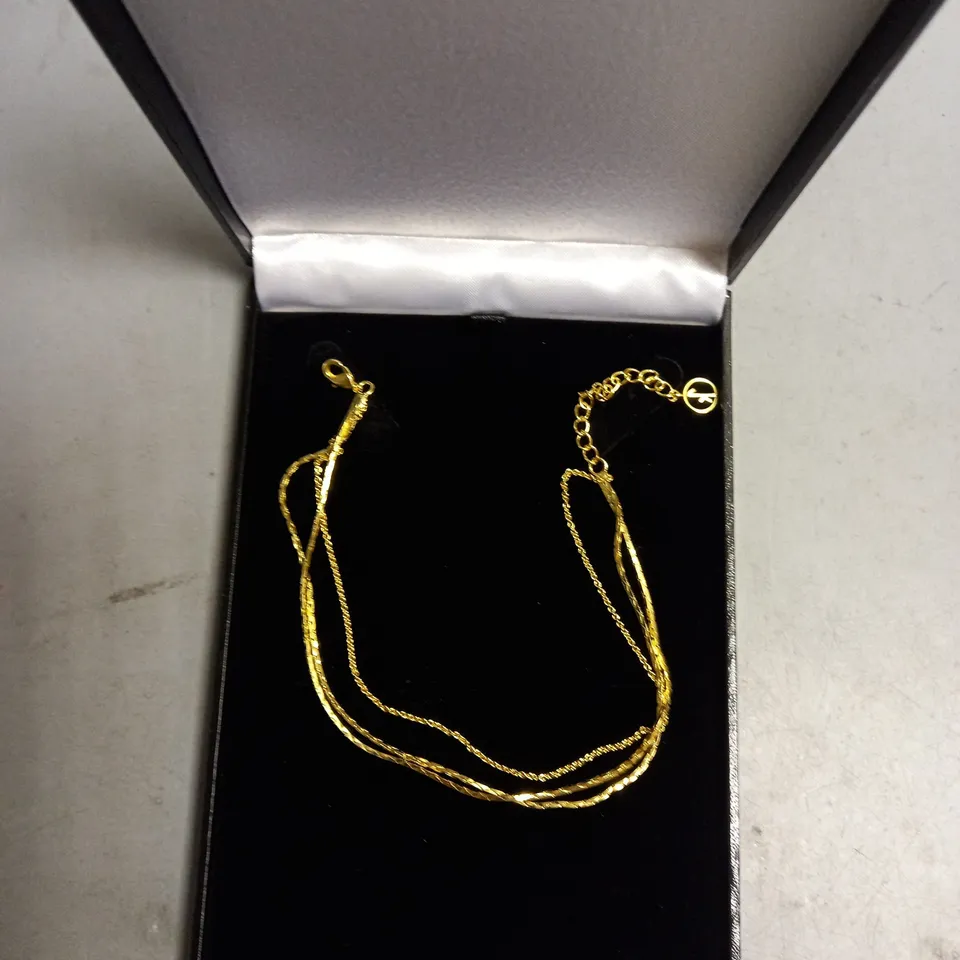 BOXED ANISSA KERMICHE GOLD PLATED BRASS TRIPLE CHAIN BRACELET