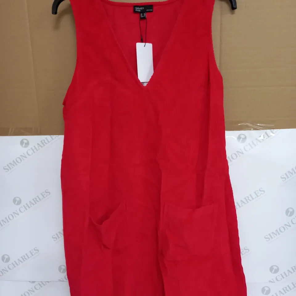 NOBODYS CHILD PIPER CORD PINNY IN WOVEN RED - UK 12