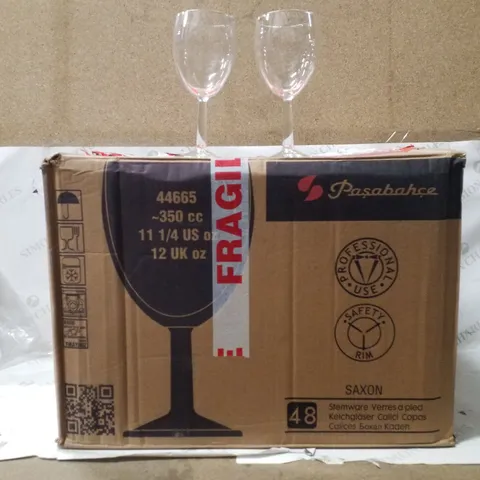 BOXED PASABAHCE SAXON GOBLETS APPROXIMATELY 48