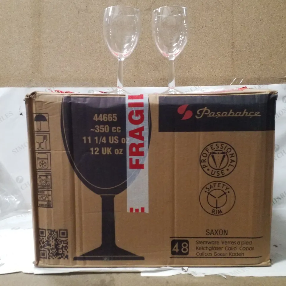 BOXED PASABAHCE SAXON GOBLETS APPROXIMATELY 48
