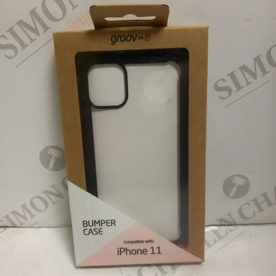 BOX OF 100 BRAND NEW GROOV-E IPHONE 11 BUMPER CASES IN BLACK 