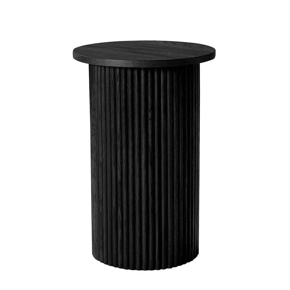 BOXED DUSK HATTIE ROUND PEDESTAL SIDE TABLE - BLACK