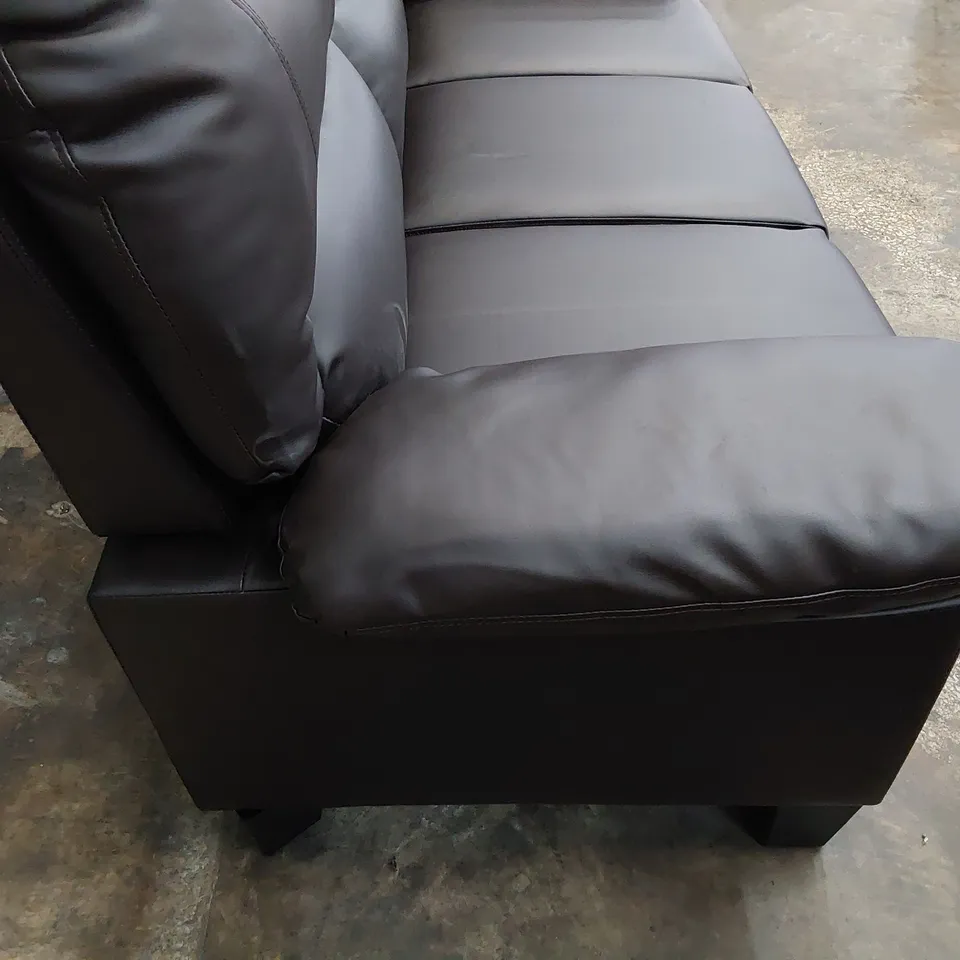 DESIGNER THREE SEATER SOFA BROWN LEATHER