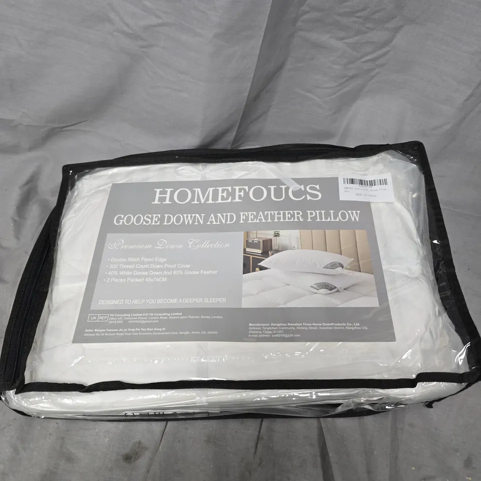 HOMEFOCUS GOOSE DOWN AND FEATHER PILLOW – PREMIUM DOWN COLLECTION, 2 PACK