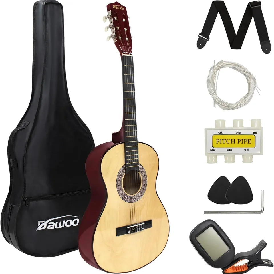 BOXED DAWOO 3/4 SIZE 36 INCH CLASSIC ACOUSTIC GUITAR - BROWN