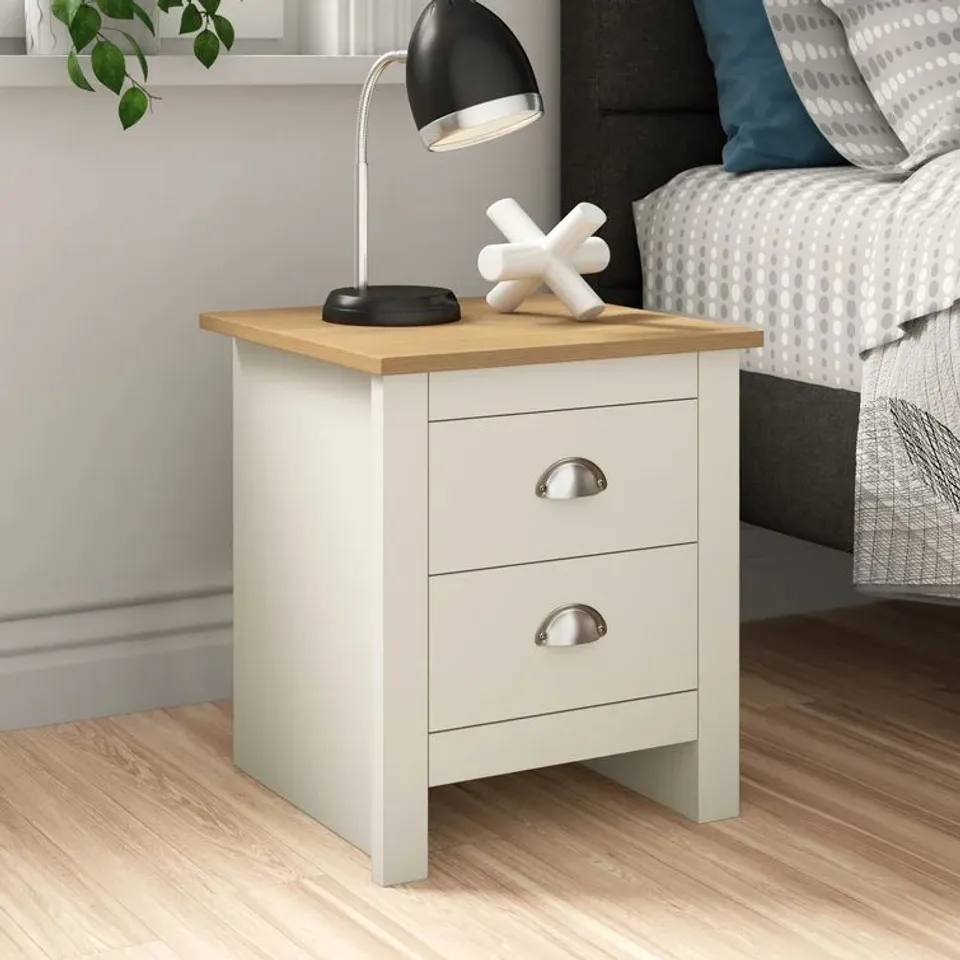 BOXED LORETTA 2 DRAWER BEDSIDE TABLE (1 BOX)