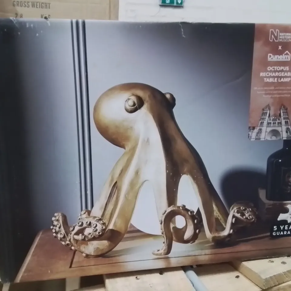BOXED OCTOPUS RECHARGEABLE TABLE LAMP BRUSHED GOLD 
