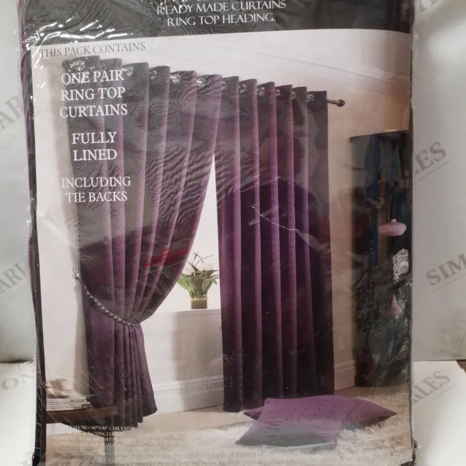 BRAND NEW ALAN SYMONDS MADISON FULLY LINED RING TOP CURTAINS 168×183CM - PURPLE