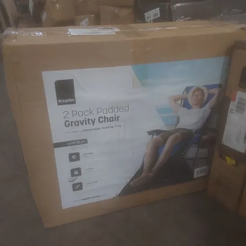 BOXED KEPLIN 2 PACK PADDED GRAVITY LOUNGE CHAIRS - DARK BLUE