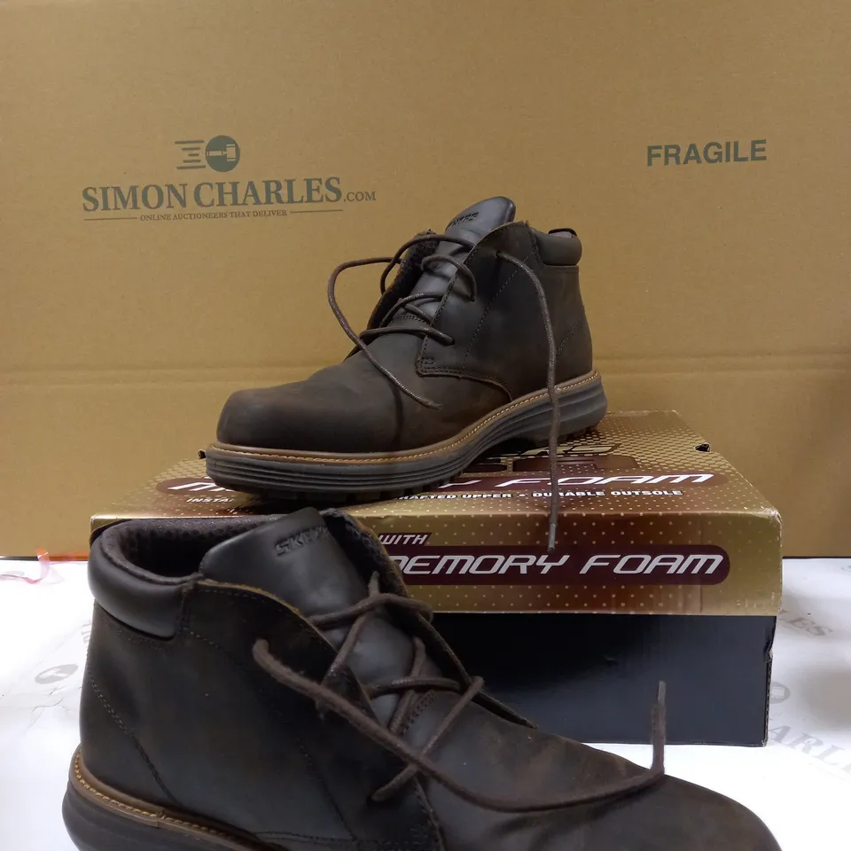 SKECHERS LEATHER BOOTS CHOCOLATE SIZE 10