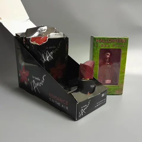 TWO BEAUTY PRODUCTS TO INCLUDE BOXED PACK OF 3 LE JARDIN D'AMORE ROMANCE IS IN THE AIR EAU DE PARFUM SPRAY 100 ML AND J DEL POZO HALLOWEEN WATER LILLY EAU DE TOILETTE SPRAY 30ML