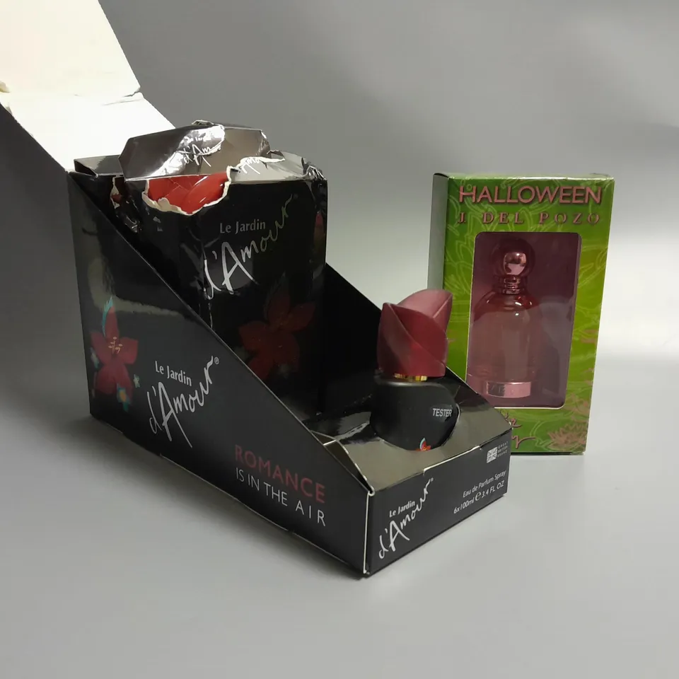 TWO BEAUTY PRODUCTS TO INCLUDE BOXED PACK OF 3 LE JARDIN D'AMORE ROMANCE IS IN THE AIR EAU DE PARFUM SPRAY 100 ML AND J DEL POZO HALLOWEEN WATER LILLY EAU DE TOILETTE SPRAY 30ML 