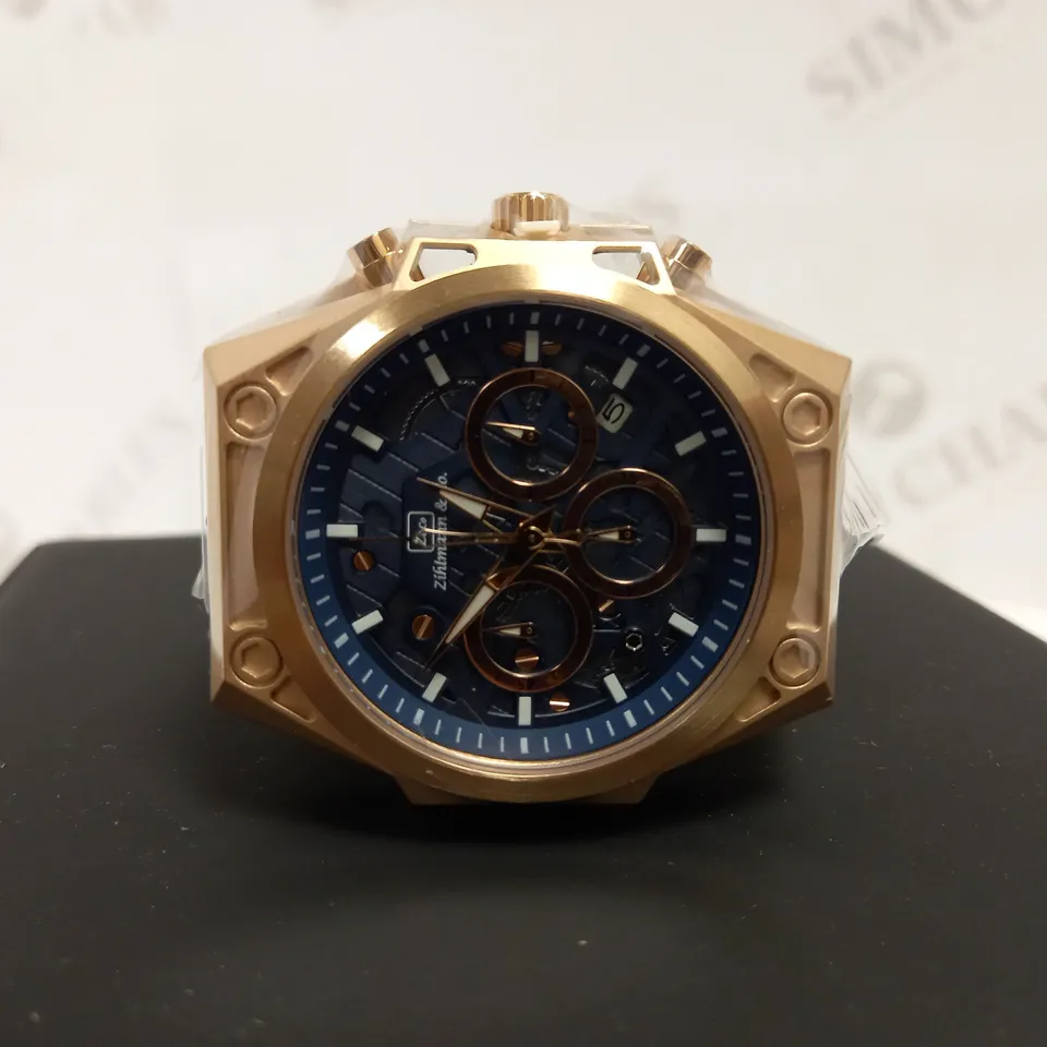 ZIHLMANN & CO TRIPLE DIAL STUD DETAIL RUBBER STRAP WATCH RRP £520