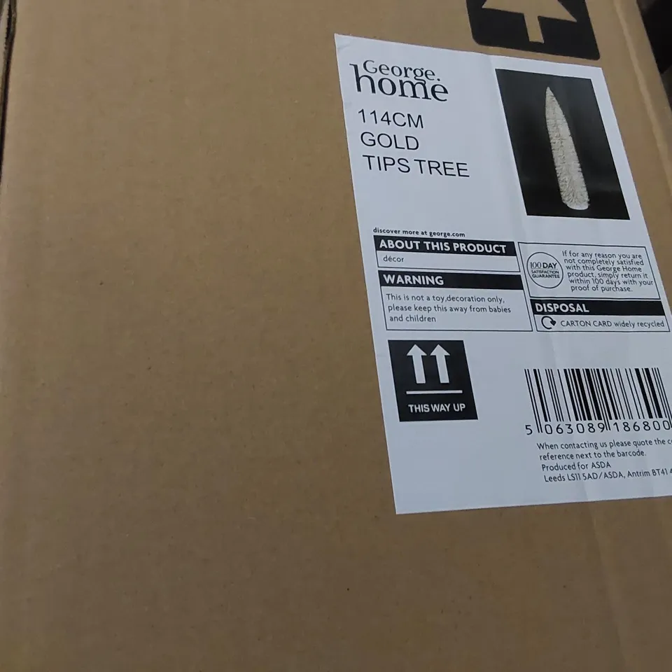 PALLET OF APPROXIMATELY 12 BOXES OF BRAND NEW 114CM GOLD TIPPED CHRISTMAS TREES