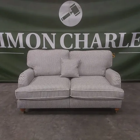 QUALITY DESIGNER BAY STRIPE 2 SEATER FABRIC UPHOLSTERED SOFA