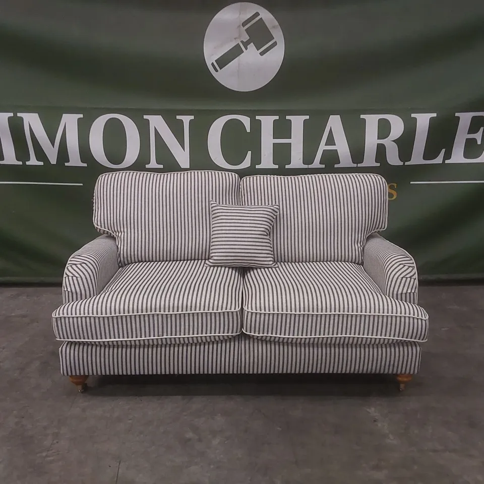 QUALITY DESIGNER BAY STRIPE 2 SEATER FABRIC UPHOLSTERED SOFA