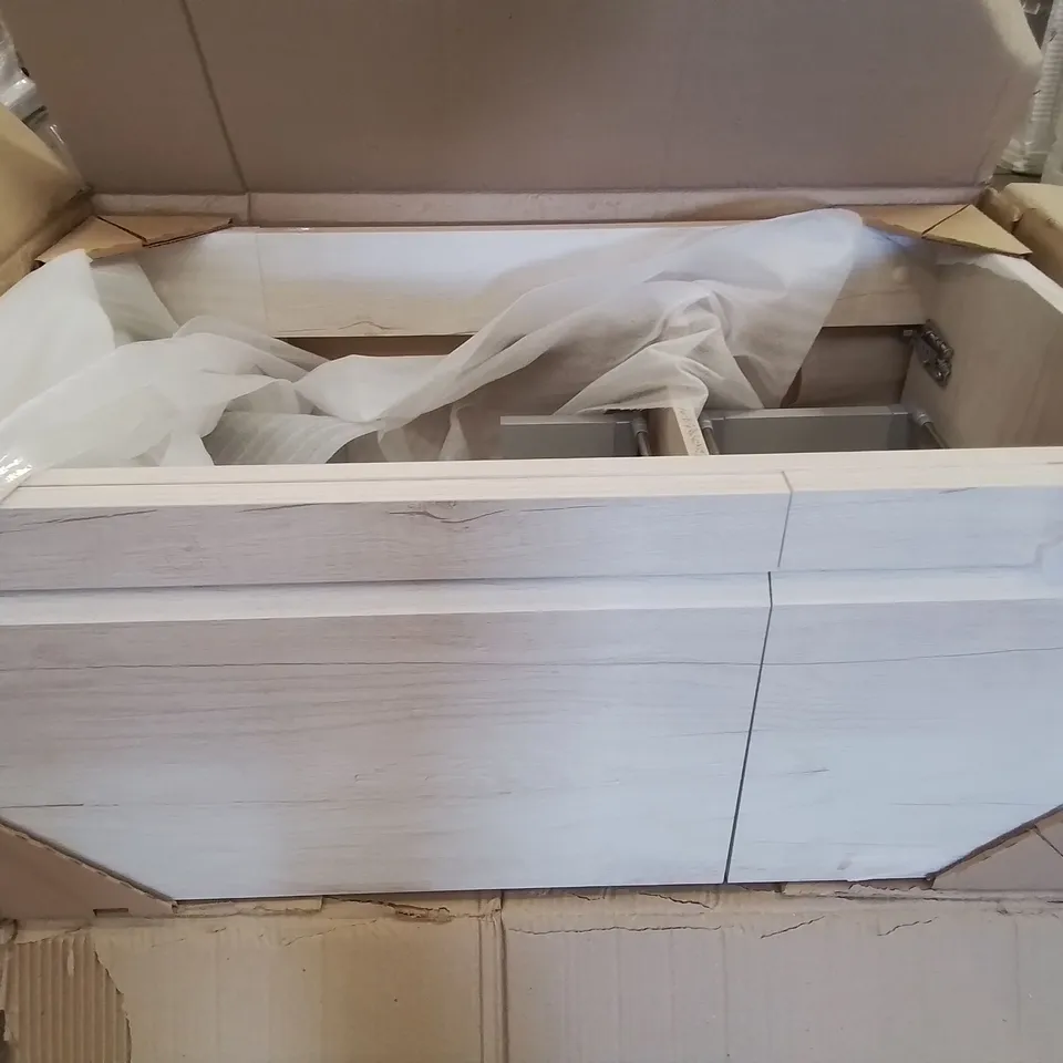 BOXED AS NEW CALYPSO LORETO WALL HUNG VANITY UNIT - 800MM IN LIMED OAK