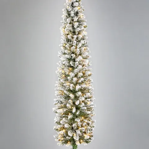BOXED 6FT FLOCKED EMPEROR PRE LIT PENCIL TREE - COLLECTION ONLY