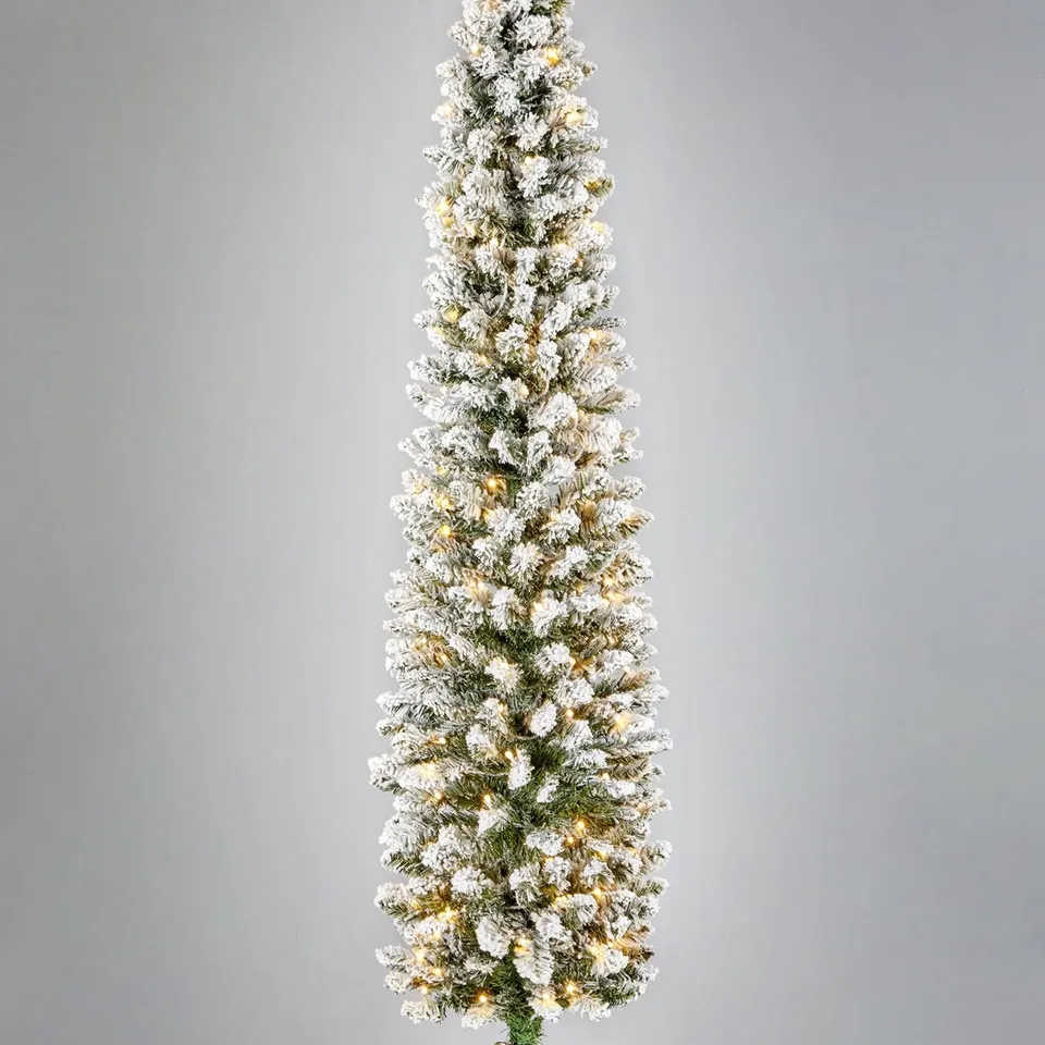 BOXED 6FT FLOCKED EMPEROR PRE LIT PENCIL TREE - COLLECTION ONLY RRP £79.99