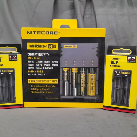 BOX OF APPROXIMATELY 20 ASSORTED BATTERY CHARGERS TO INCLUDE NITECORE, LISTMAN, ETC - COLLECTION ONLY