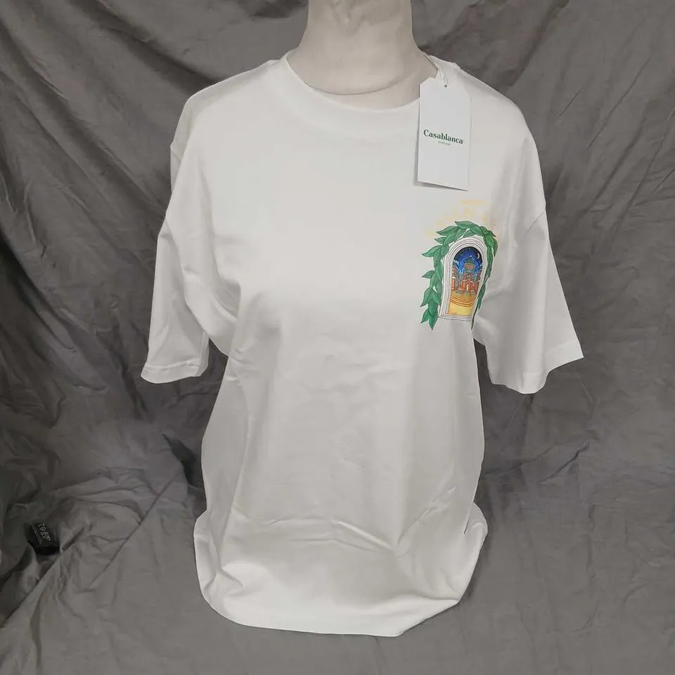 CASABLANCA TENNIS CLUB T-SHIRT – WHITE, LARGE (L)