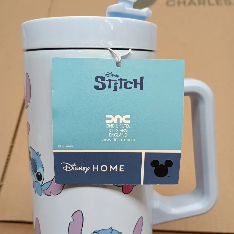 DISNEY STITCH TRAVEL MUG WITH LID – BLUE/WHITE DRINKWARE