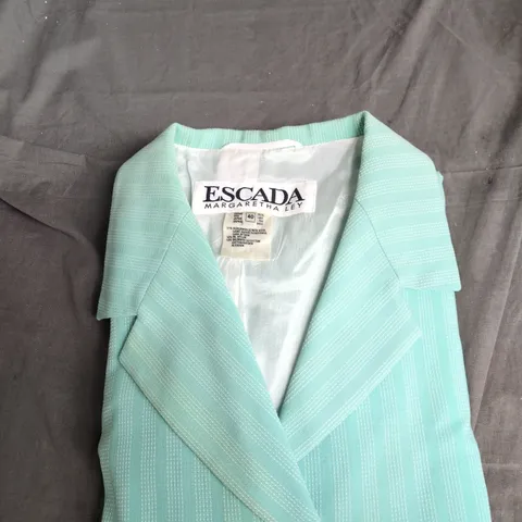 ESCADA MARGARETHA LEY TURQUOISE PINSTRIPE BLAZER – WOMEN'S, UK 12 (EU 40)