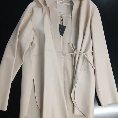 BRAND NEW MASSIMO DUTTI BEIGE LEATHER COAT – UK 14 (L)