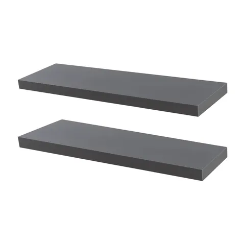 BOXED HARBOUR HOUSEWARES - 2x MODERN FLOATING WALL SHELVES - GREY (1 BOX)