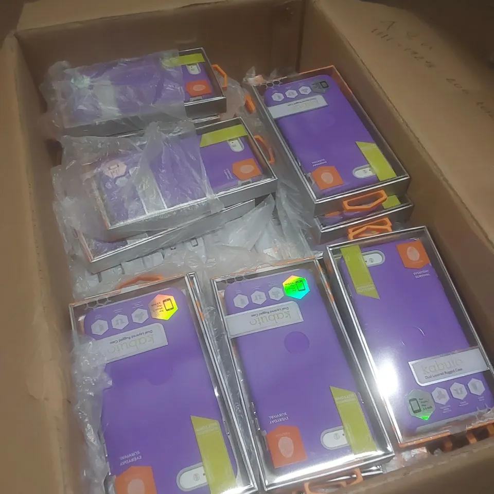 BOX OF APPROX 75 X BRAND NEW TACTUS KABUTO DUAL LAYERED RUGGED IPHONE 7 PLUS PHONE CASES - PURPLE