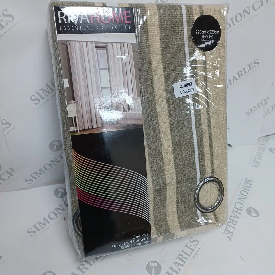 RIVA HOME ESSENTIAL COLLECTION ONE PAIR FULLY LINED CURTAINS APPROX. 229X229CM