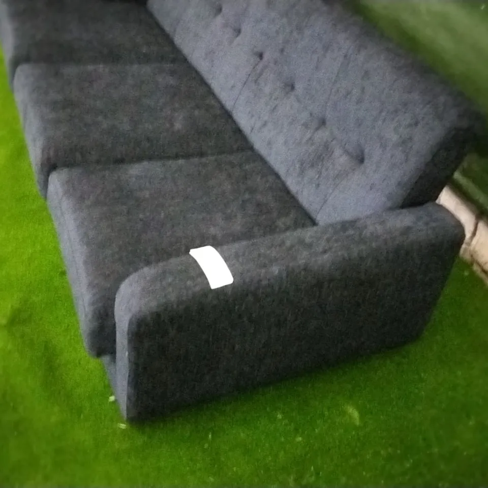 DESIGNER BLACK FABRIC THREE SEATER SOFA