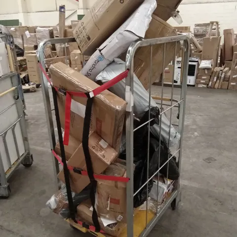 CAGE OF ASSORTED HOUSEHOLD GOODS AND PRODUCTS TO INCLUDE; COAT HANGERS, TODDLER POTTY TRAINER, YOGA MAT ETC - CAGE NOT INCLUDED 