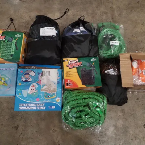 PALLET CONTAINING ASSORTED GARDEN HOSES & INFLATABLES