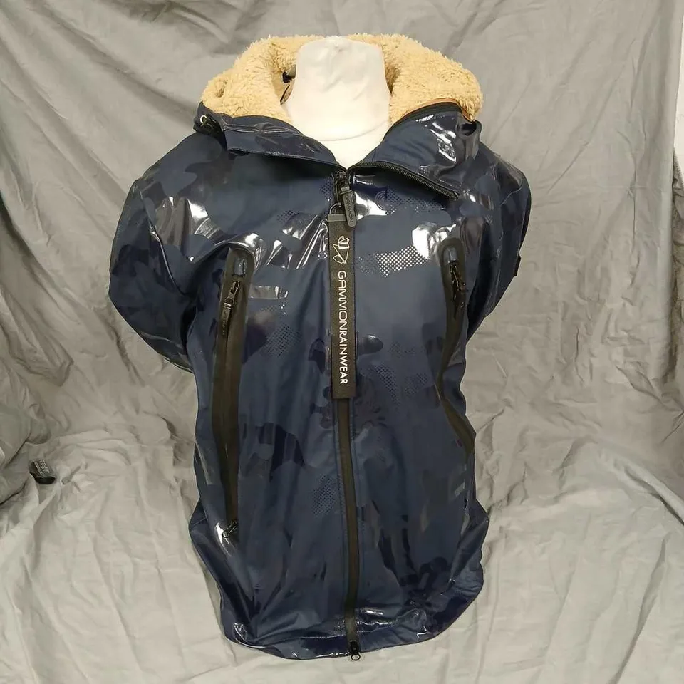 GAMMONWEAR NAVY PUFFER JACKET WITH SHEARLING LINING – XL (STYLED IN ITALY)